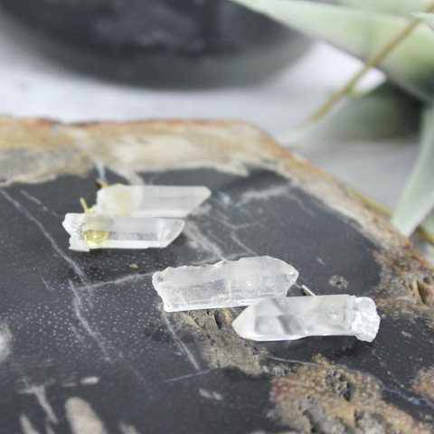 Of Quartz I'm Awesome // Clear Quartz Stud Earrings, 24k Gold or Silver Plated, Healing // BH-E005