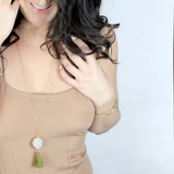 Fringe Strength / White Druzy Tassel Necklace, Unique Necklace, Gold Filled Chain // BH-N029