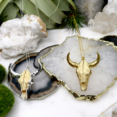 Hooked // Large Cattle Head Necklace, Gold, Sterling Silver, Rose Gold, Texan Jewelry // BH-N020