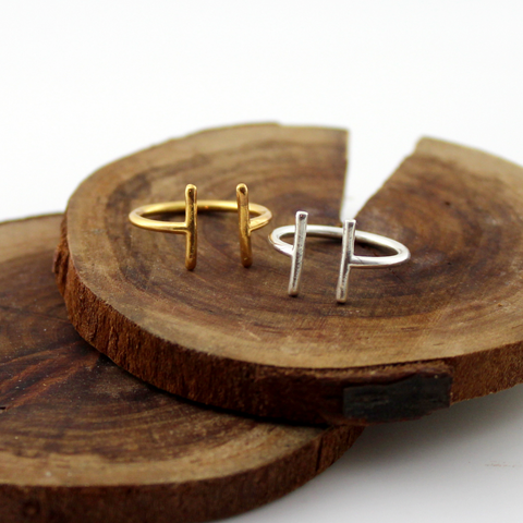 Double Trouble // Double Bar Ring, Vermeil or Sterling Silver, Stacking Ring, Geo Ring, Gifts for Her // BH-R014