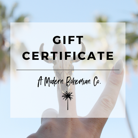 Gift Certificate to A Modern Bohemian Co. Online Store // Gift Cards, Support Small Business, Shop Online