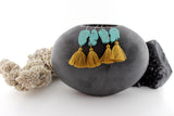 Desert Luck // Turquoise Chunk Tassel Earrings, Gold or Silver, Boho Jewelry // BH-E021