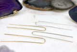 Be U // Hammered U Bar Stick Earring, Silver or Gold, Modern Boho Earrings// BH-E017