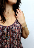 Be Strong // Turqoise Beaded Druzy V Necklace, Silver or Gold, Handmade Hippie Jewelry // BH-N010