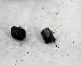 Strong Within // Black Tourmaline Stud Earrings, 24k Gold Plated, Natural Stone Jewelry // BH-E006