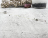 Crystal Clear // Silver Lariat Necklace w Black Quartz Druzy, Crystal Point, Boho Jewelry // BH-N007-S