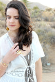 Be Your Own Hero // Clear Stone Horn Necklace, 24k Gold Plated, Layered Necklaces // BH-N001-C