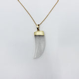 Be Your Own Hero // Clear Stone Horn Necklace, 24k Gold Plated, Layered Necklaces // BH-N001-C