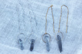 Serena // Blue Quartz Stone Circle Threaders, Gold or Silver Threader Earrings // BH-E029