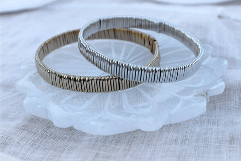 Forte // Wire Wrapped Solid Bracelet, Chunky Bangle, Gold or Sterling Silver, Stacked Bracelets // BH-B020