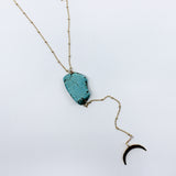 Green Tide // Turquoise Chunk Crescent Necklace, Silver, Gold Fill, Handmade // BH-N026