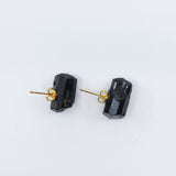 Strong Within // Black Tourmaline Stud Earrings, 24k Gold Plated, Natural Stone Jewelry // BH-E006