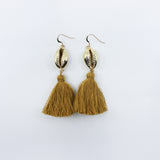 Just Beachie // Cowrie Shell Tassel Earrings, Silver or Gold,  Boho Jewelry // BH-E020