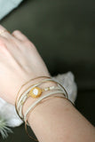 Cuff Me // Gold Vermeil Evil Eye Suede Bracelet, Wrap Boho Bracelet, Everyday Jewelry // BH-B013-G