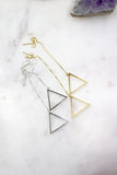 Don't Be Square // Triangle Threader Earrings, Silver or Gold, A Modern Bohemian // BH-E004